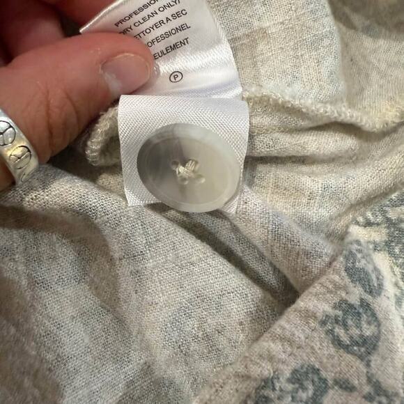 Gentle Fawn Floral Linen Blend ButtonDown Mini Babydoll Dress Womens Small Cream - Picture 6 of 7